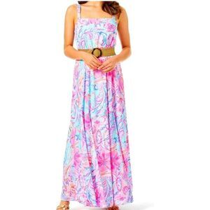 Lilly Pulitzer Size Medium Lizette Poly Chiffon Maxi Dress Isla De Coco Print